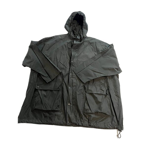 Balenciaga Logo Printed Hooded Windbreaker Jacket in Black